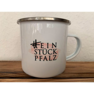 Alternative view of #einstückpfalz Emaille Tasse